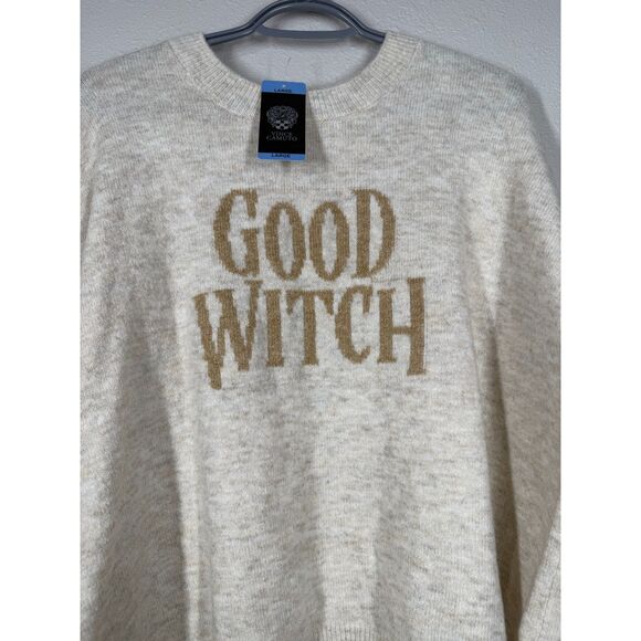 NWT Vince Camuto Womens Cream "Good Witch" Sweater Sz L Wicked Wizard of Oz - Picture 2 of 9